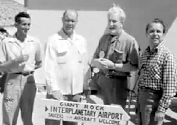 from left - Orfeo Angelucci, George Van Tassel, Frank Sculy, George Hunt Williamson